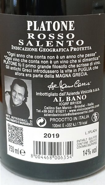 «PLATONE» SALENTO ROSSO IGP