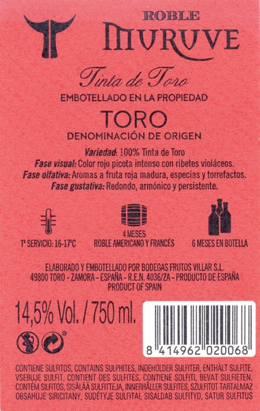 MURUVE ROBLE, TORO D.O.